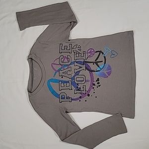 Gray "Peace Love" Long-Sleeved Thermal